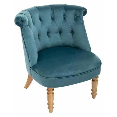 ATMOSPHERA, CRATEUR D'INTRIEUR Lot De 2 Fauteuils En Velours "Crapaud" 72cm Bleu 4 ATMOSPHERA, CRATEUR D'INTRIEUR Lot De 2 Fauteuils En Velours "Crapaud" 72cm Bleu – Image 2