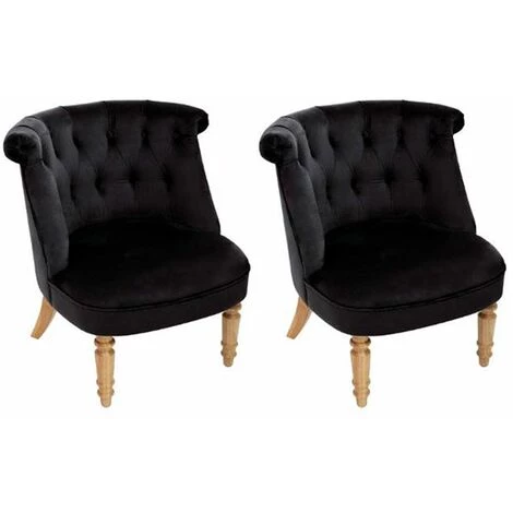 ATMOSPHERA, CRATEUR D'INTRIEUR Lot De 2 Fauteuils En Velours "Crapaud" 72cm Noir 3 ATMOSPHERA, CRATEUR D'INTRIEUR Lot De 2 Fauteuils En Velours "Crapaud" 72cm Noir