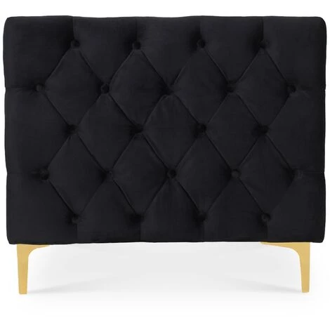 INTENSEDECO Fauteuil Edward Velours Noir Pieds Doré - Noir 5 INTENSEDECO Fauteuil Edward Velours Noir Pieds Doré - Noir – Image 3