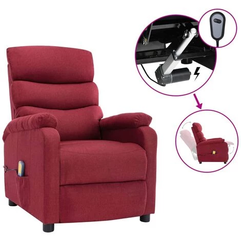 Fauteuil Inclinable électrique De Massage Tissu Bordeaux VidaXL 3 Fauteuil Inclinable électrique De Massage Tissu Bordeaux VidaXL