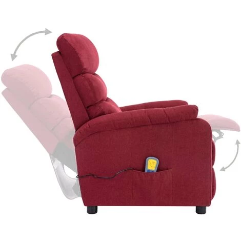 Fauteuil Inclinable électrique De Massage Tissu Bordeaux VidaXL 7 Fauteuil Inclinable électrique De Massage Tissu Bordeaux VidaXL – Image 5