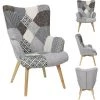 CANAPE ET FAUTEUIL FAUTEUIL HELSINKI PATCHWORK GRIS 1 CANAPE ET FAUTEUIL FAUTEUIL HELSINKI PATCHWORK GRIS -Pas Cher Fauteuil Magasin 37105160 1