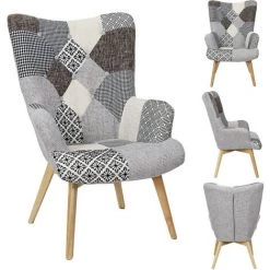 CANAPE ET FAUTEUIL FAUTEUIL HELSINKI PATCHWORK GRIS