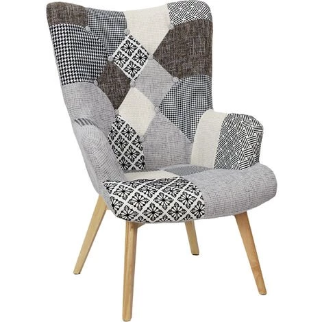 CANAPE ET FAUTEUIL FAUTEUIL HELSINKI PATCHWORK GRIS 4 CANAPE ET FAUTEUIL FAUTEUIL HELSINKI PATCHWORK GRIS – Image 2
