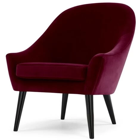 Paris Prix - Fauteuil Scandinave Velours "ulla" 88cm Bordeaux 4 Paris Prix - Fauteuil Scandinave Velours "ulla" 88cm Bordeaux – Image 2