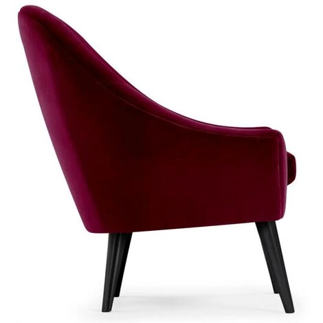 Paris Prix - Fauteuil Scandinave Velours "ulla" 88cm Bordeaux 5 Paris Prix - Fauteuil Scandinave Velours "ulla" 88cm Bordeaux – Image 3
