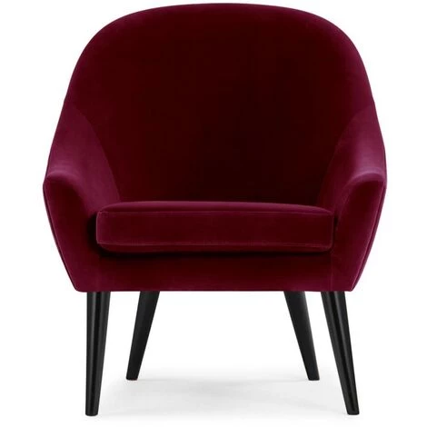 Paris Prix - Fauteuil Scandinave Velours "ulla" 88cm Bordeaux 6 Paris Prix - Fauteuil Scandinave Velours "ulla" 88cm Bordeaux – Image 4