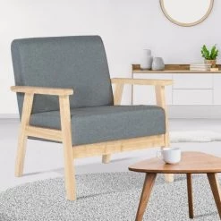 IDMARKET Fauteuil Scandinave ANDERS En Tissu Gris Anthracite - Gris