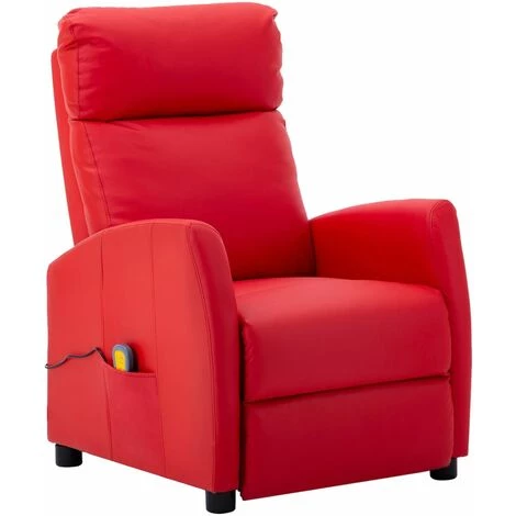Fauteuil Inclinable Électrique De Massage Similicuir Rouge VidaXL 4 Fauteuil Inclinable Électrique De Massage Similicuir Rouge VidaXL – Image 2