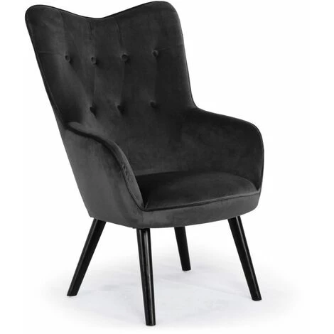 Paris Prix - Fauteuil Design En Velours "artic" 100cm Noir 3 Paris Prix - Fauteuil Design En Velours "artic" 100cm Noir