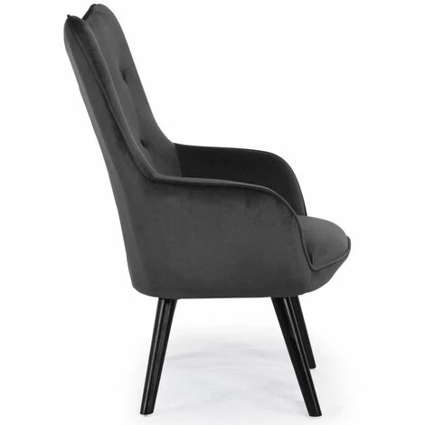 Paris Prix - Fauteuil Design En Velours "artic" 100cm Noir 5 Paris Prix - Fauteuil Design En Velours "artic" 100cm Noir – Image 3