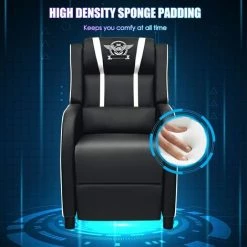 COSTWAY Fauteuil Pour Gaming Extensible Avec Repose-Pied Et Coussin Lombaire, En PU, Inclinable 90°-160° Blanc 11 COSTWAY Fauteuil Pour Gaming Extensible Avec Repose-Pied Et Coussin Lombaire, En PU, Inclinable 90°-160° Blanc -Pas Cher Fauteuil Magasin 37625235 5