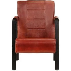 Fauteuil 60x80x87 Cm Cuir De Chèvre Véritable Marron Foncé VidaXL -Pas Cher Fauteuil Magasin 37670515 2