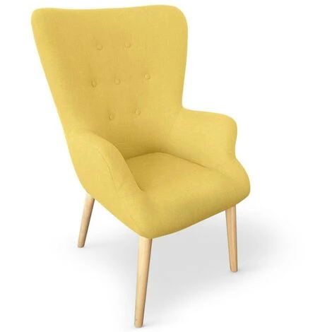 Paris Prix - Fauteuil Scandinave En Tissu "northwest" 104cm Jaune 3 Paris Prix - Fauteuil Scandinave En Tissu "northwest" 104cm Jaune