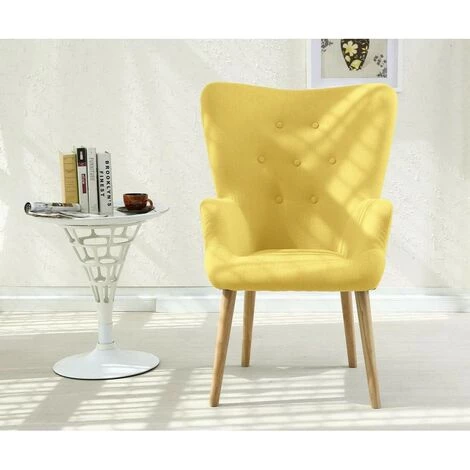 Paris Prix - Fauteuil Scandinave En Tissu "northwest" 104cm Jaune 6 Paris Prix - Fauteuil Scandinave En Tissu "northwest" 104cm Jaune – Image 4