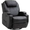 HOMCOM Fauteuil Luxe De Relaxation Et Massage Inclinaison Dossier Repose-pied Réglable Revêtement Synthétique Noir