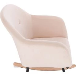 WOLTU Fauteuil à Bascule En Velours. Chaise à Bascule. Fauteuil De Relaxation Avec Pieds En Acier Et Patin En Bois. Crème -Pas Cher Fauteuil Magasin 38232901 3