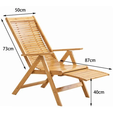 FREOSEN Transat Chaise De Jardin Avec Accoudoirs En Bois + Matelas, Fauteuil Chaise Pliante 113x50x87cm, Dossier Et Repose-Pieds Ajustables 5 FREOSEN Transat Chaise De Jardin Avec Accoudoirs En Bois + Matelas, Fauteuil Chaise Pliante 113x50x87cm, Dossier Et Repose-Pieds Ajustables – Image 3