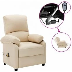 Fauteuil De Massage Inclinable électrique Tissu Crème VidaXL