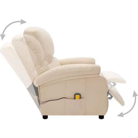 Fauteuil De Massage Inclinable électrique Tissu Crème VidaXL 5 Fauteuil De Massage Inclinable électrique Tissu Crème VidaXL – Image 3