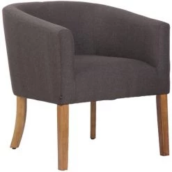 CLP Fauteuil Design Et Confortable Nemea En Tissu Avec Pieds En Bois De Caoutchouc Gris Foncé Antique Clair