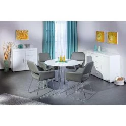 Dmora Ensemble De 2 Fauteuils, Avec Structure En Métal Et Revêtement En PU Gris, 58x60x89 Cm -Pas Cher Fauteuil Magasin 38609824 2