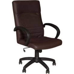 Dmora Chaise De Bureau Pivotante, Chaise De Bureau D'étude Avec Accoudoirs, Assise En Cuir, Fabriquée En Italie, 61 X 60 X H110 / 121 Cm, Couleur Marron