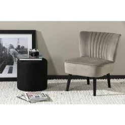 LIFA LIVING Fauteuil Salon Scandinave Velours Crème, Chaise Design Style Vintage Pour Salon, Petit Siège De Salle à Manger, 58x70x72cm, Bois Et Métal 7 LIFA LIVING Fauteuil Salon Scandinave Velours Crème, Chaise Design Style Vintage Pour Salon, Petit Siège De Salle à Manger, 58x70x72cm, Bois Et Métal -Pas Cher Fauteuil Magasin 38699030 2