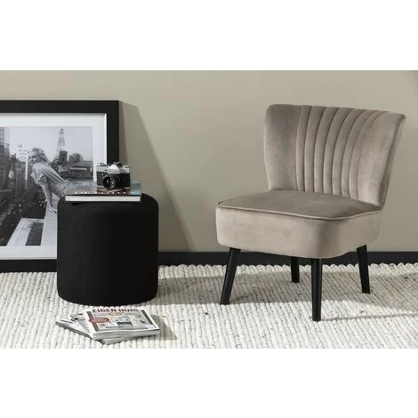 LIFA LIVING Fauteuil Salon Scandinave Velours Crème, Chaise Design Style Vintage Pour Salon, Petit Siège De Salle à Manger, 58x70x72cm, Bois Et Métal 4 LIFA LIVING Fauteuil Salon Scandinave Velours Crème, Chaise Design Style Vintage Pour Salon, Petit Siège De Salle à Manger, 58x70x72cm, Bois Et Métal – Image 2