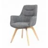 MEUBLETMOI Fauteuil Scandinave Gris Tissu Chiné Pieds Bois - CECILIA - Gris -Pas Cher Fauteuil Magasin 39198645 1