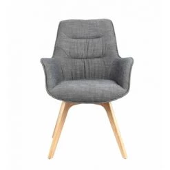 MEUBLETMOI Fauteuil Scandinave Gris Tissu Chiné Pieds Bois - CECILIA - Gris -Pas Cher Fauteuil Magasin 39198645 3