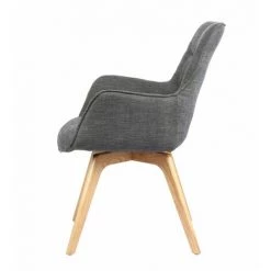 MEUBLETMOI Fauteuil Scandinave Gris Tissu Chiné Pieds Bois - CECILIA - Gris -Pas Cher Fauteuil Magasin 39198645 4