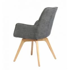 MEUBLETMOI Fauteuil Scandinave Gris Tissu Chiné Pieds Bois - CECILIA - Gris -Pas Cher Fauteuil Magasin 39198645 5