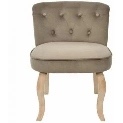 Paris Prix - Fauteuil En Velours Design "eleonor" 68cm Taupe -Pas Cher Fauteuil Magasin 39363017 2