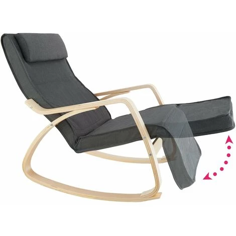 HELLOSHOP26 Fauteuil Siège à Bascule Lounge Confortable Au Design élégant Ergonomique Gris - Gris 4 HELLOSHOP26 Fauteuil Siège à Bascule Lounge Confortable Au Design élégant Ergonomique Gris - Gris – Image 2