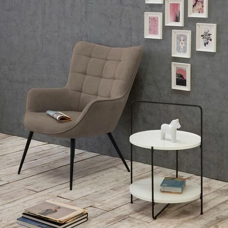 ALTOBUY HANSEL - Fauteuil Pieds Métal Noir Et Tissu Pierre - Gris 4 ALTOBUY HANSEL - Fauteuil Pieds Métal Noir Et Tissu Pierre - Gris – Image 2