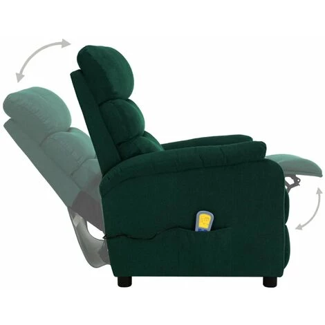 HAPPYSHOPPING Fauteuil Inclinable Electrique De Massage Vert Fonce Tissu 5 HAPPYSHOPPING Fauteuil Inclinable Electrique De Massage Vert Fonce Tissu – Image 3