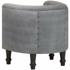 HAPPYSHOPPING Fauteuil Noir Cuir Veritable Et Bois De Manguier Massif 11 HAPPYSHOPPING Fauteuil Noir Cuir Veritable Et Bois De Manguier Massif -Pas Cher Fauteuil Magasin 39442160 5