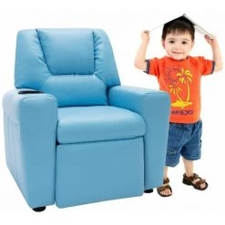 HAPPYSHOPPING Fauteuil Inclinable Pour Enfants Similicuir Bleu 8 HAPPYSHOPPING Fauteuil Inclinable Pour Enfants Similicuir Bleu -Pas Cher Fauteuil Magasin 39442481 2