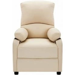 HAPPYSHOPPING Fauteuil De Massage Inclinable Creme Tissu -Pas Cher Fauteuil Magasin 39442534 3