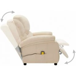 HAPPYSHOPPING Fauteuil De Massage Inclinable Creme Tissu -Pas Cher Fauteuil Magasin 39442534 4