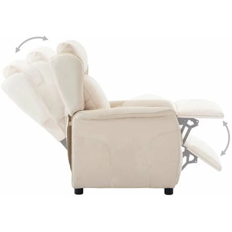 ASUPERMALL Fauteuil Inclinable Creme Tissu 6 ASUPERMALL Fauteuil Inclinable Creme Tissu – Image 4