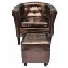 HAPPYSHOPPING Fauteuil Avec Repose-pied Marron Similicuir -Pas Cher Fauteuil Magasin 39445324 1
