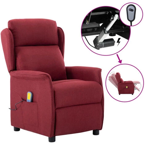 ASUPERMALL Fauteuil Inclinable Electrique De Massage Bordeaux Tissu 3 ASUPERMALL Fauteuil Inclinable Electrique De Massage Bordeaux Tissu