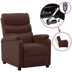 ASUPERMALL Fauteuil Inclinable Electrique Marron Similicuir
