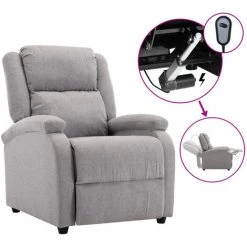 ASUPERMALL Fauteuil TV Inclinable Electrique Gris Clair Tissu