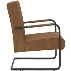 Chaise Cantilever Velours Marron VidaXL -Pas Cher Fauteuil Magasin 39451573 3