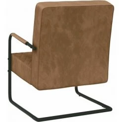 Chaise Cantilever Velours Marron VidaXL -Pas Cher Fauteuil Magasin 39451573 4