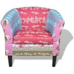 HAPPYSHOPPING Fauteuil Avec Design De Patchwork Tissu 9 HAPPYSHOPPING Fauteuil Avec Design De Patchwork Tissu -Pas Cher Fauteuil Magasin 39453013 3