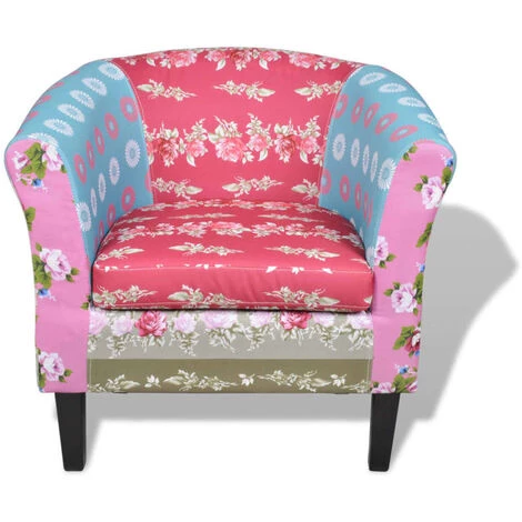 HAPPYSHOPPING Fauteuil Avec Design De Patchwork Tissu 5 HAPPYSHOPPING Fauteuil Avec Design De Patchwork Tissu – Image 3